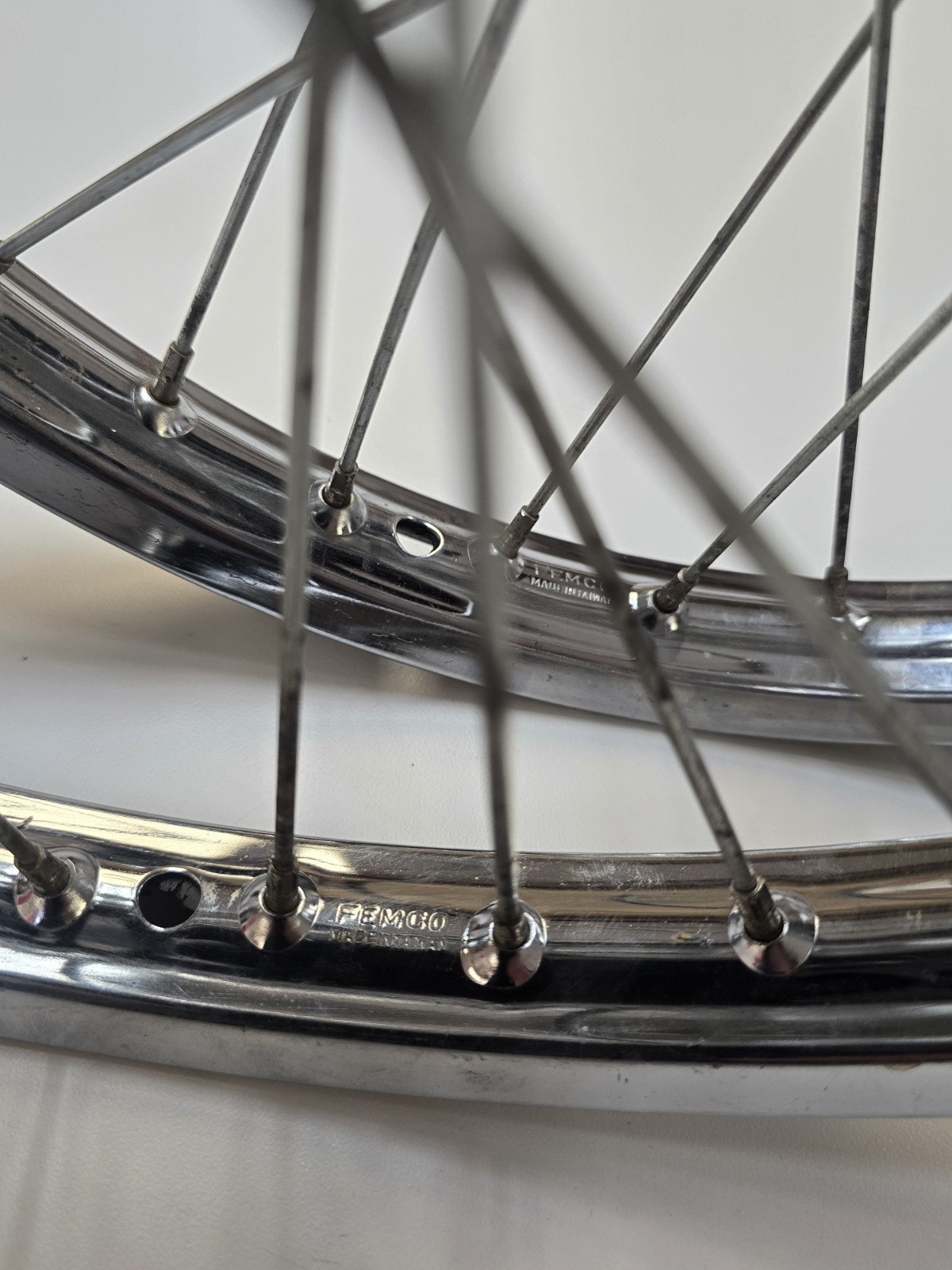 1974 Yamaha Moto Bike J60 Wheelset Femco 20" Wheels Long Axle ACS Bendix OS BMX