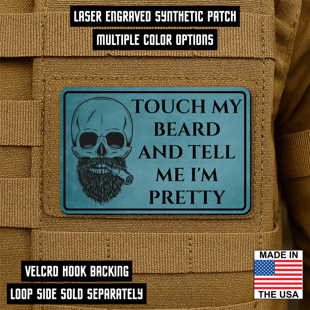 Touch My Beard Funny Morale Patch - 2"x3" Hook & Loop Plate Carrier Patch