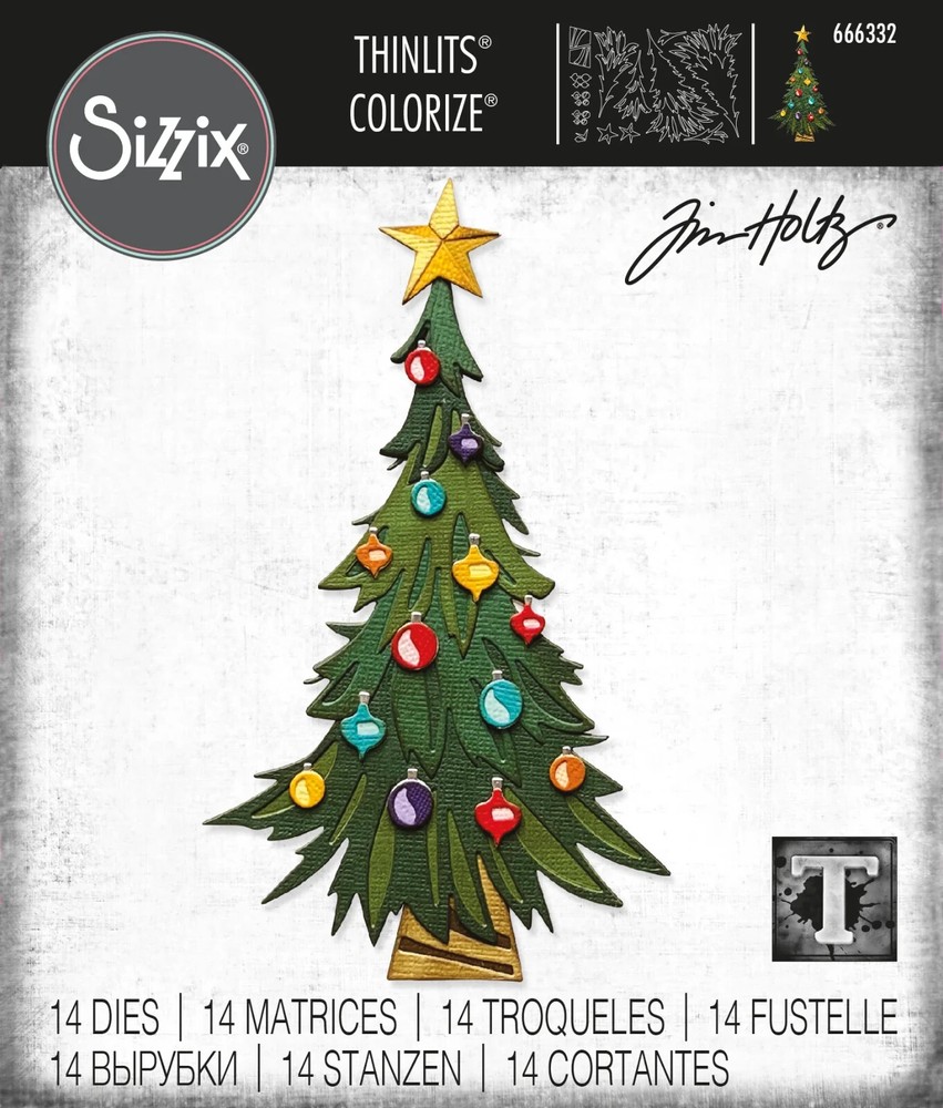 Tim Holtz "COLORIZE: TRIM A TREE" Sizzix Thinlits Cut Dies Holiday 2023 MSRP $35