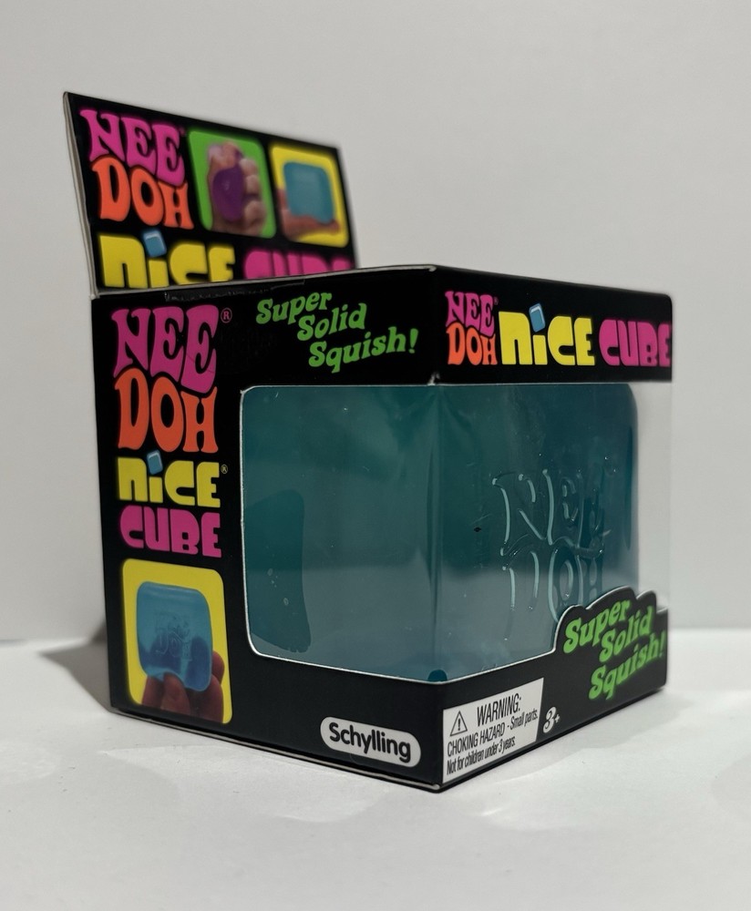 Schylling Nee Doh Nice Cube Super Solid Squish Blue Squeeze Toy