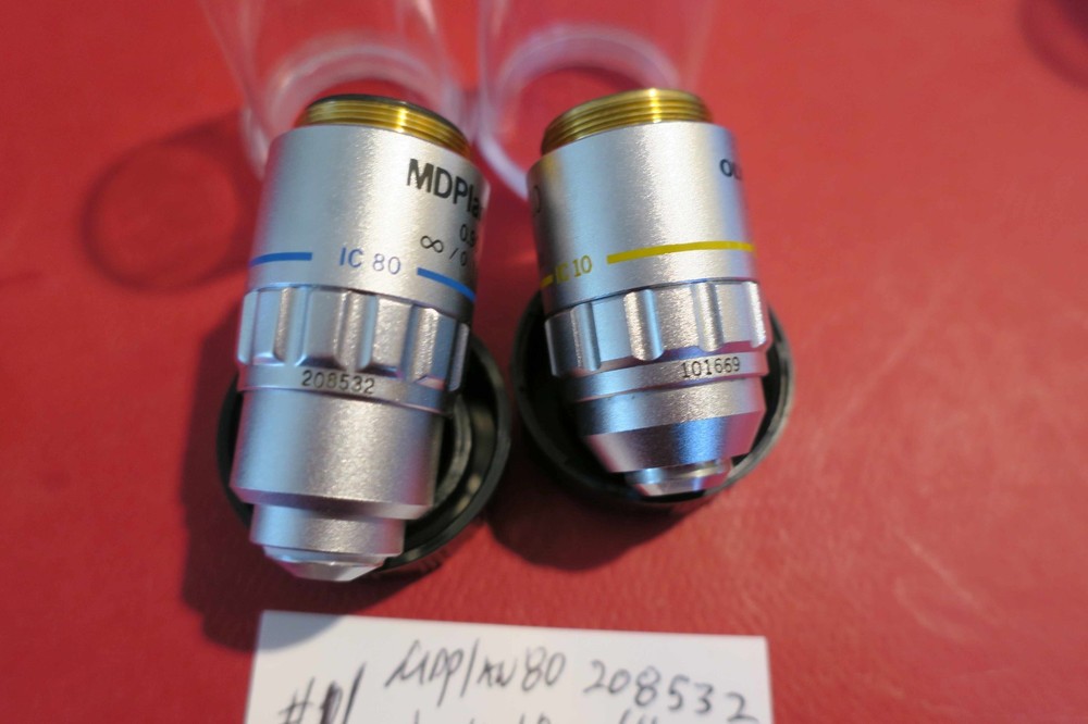 Olympus microscope Lot 1 MDPlan 10x and 80x Infinity objectives