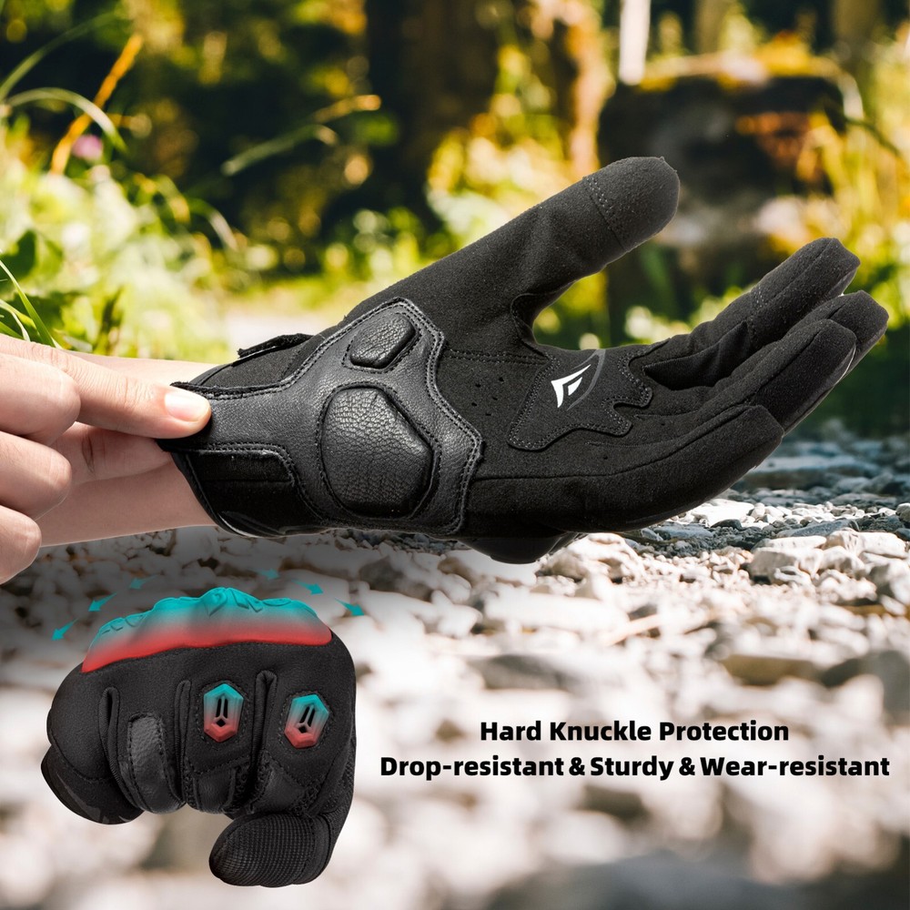ROCKBROS Leather Motorcycle Gloves with Touchscreen Function and Protectors.