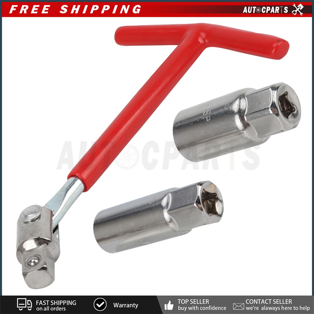 Spark Plug Removal Tool 16mm & 21mm T-Handle Flexible Spanner Socket Kit