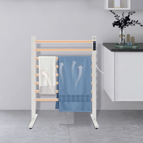 Electric Floor-Standing Towel Warmer Rack with Fast Heating & Timer