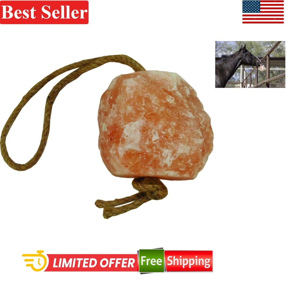 Durable Himalayan Salt Block with Adjustable Rope for Equine Hydration - 2.2 lbs