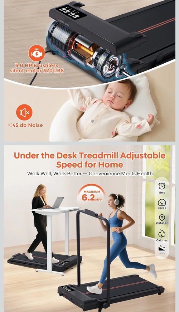 Portable Compact Treadmill with Handles T007 Pro