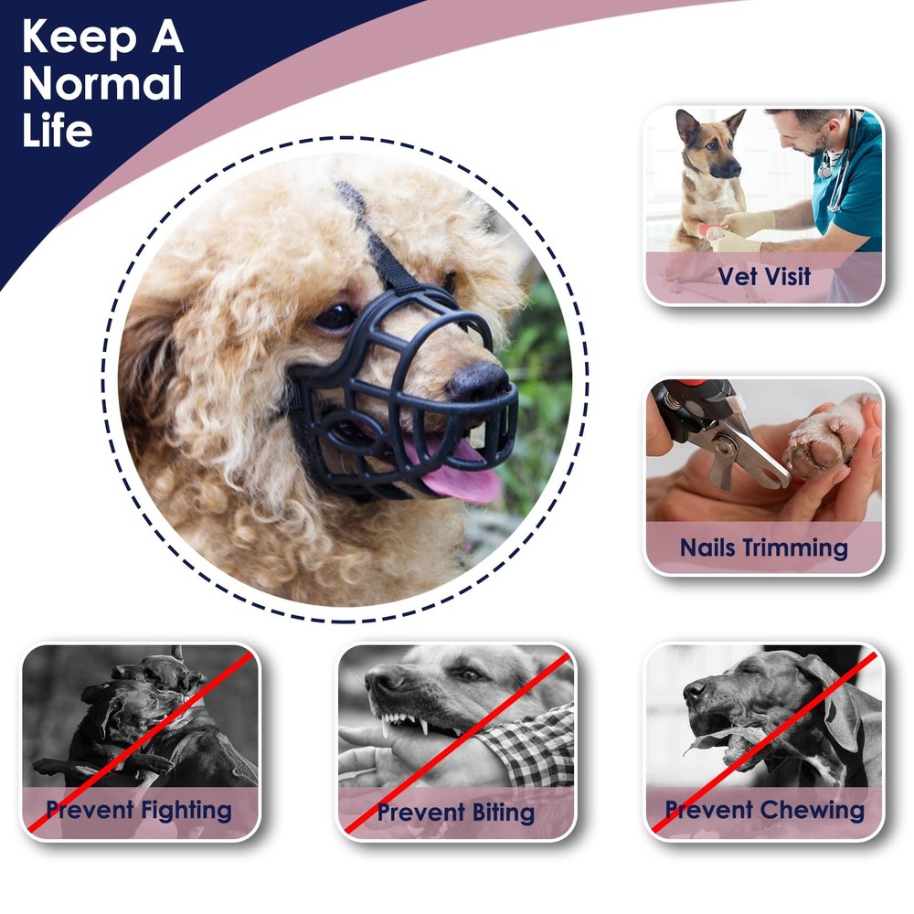 Dog Muzzle, Breathable Basket Muzzles for Small, Medium, Large and X-Large Do...