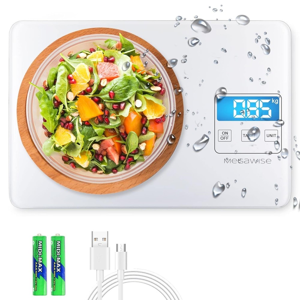 Bascula cocina digital de impermeable recargable precisa gramos y onzas