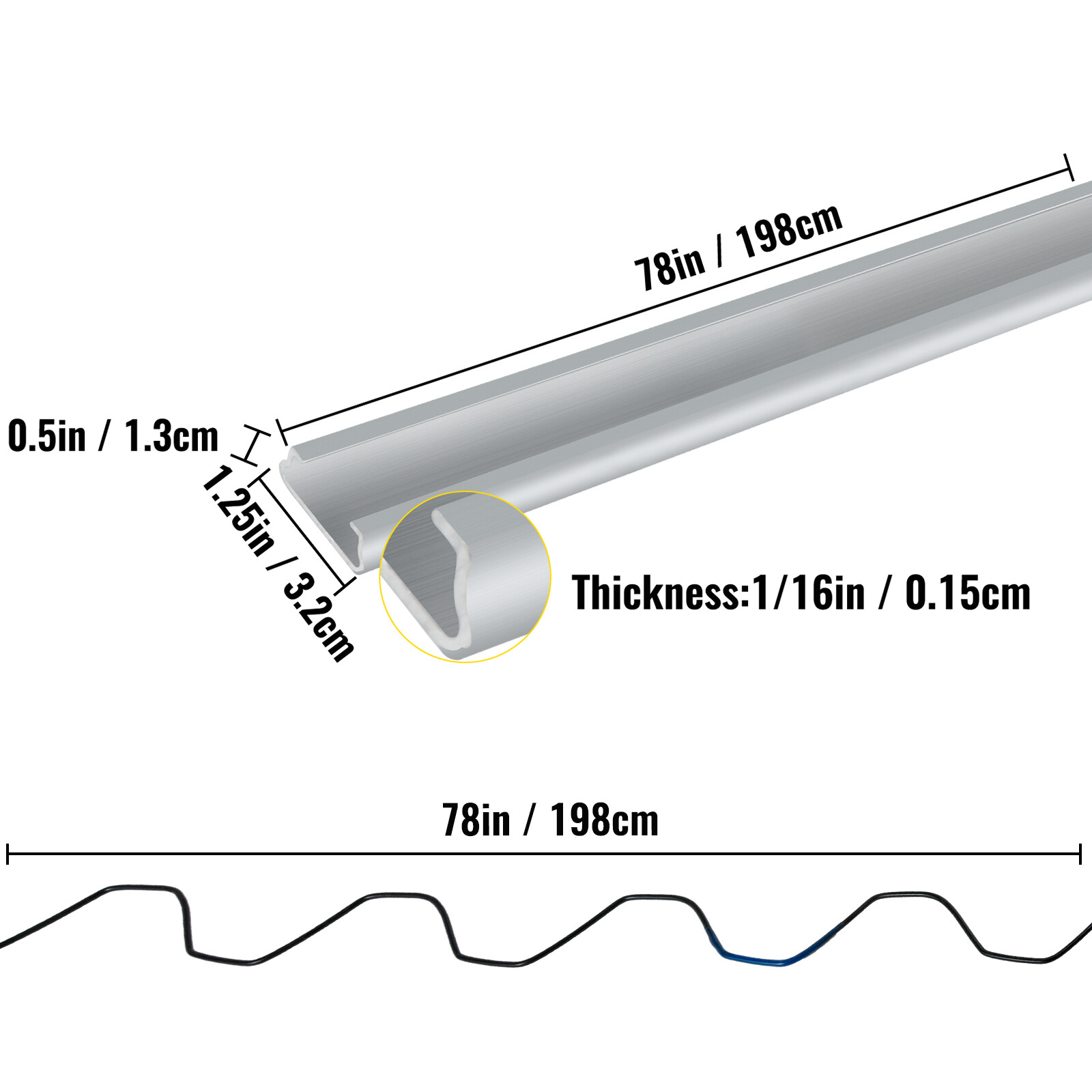 VEVOR Wiggle Wire Lock Channel Greenhouse Spring Lock & C-Channel Bundle 6.56ft