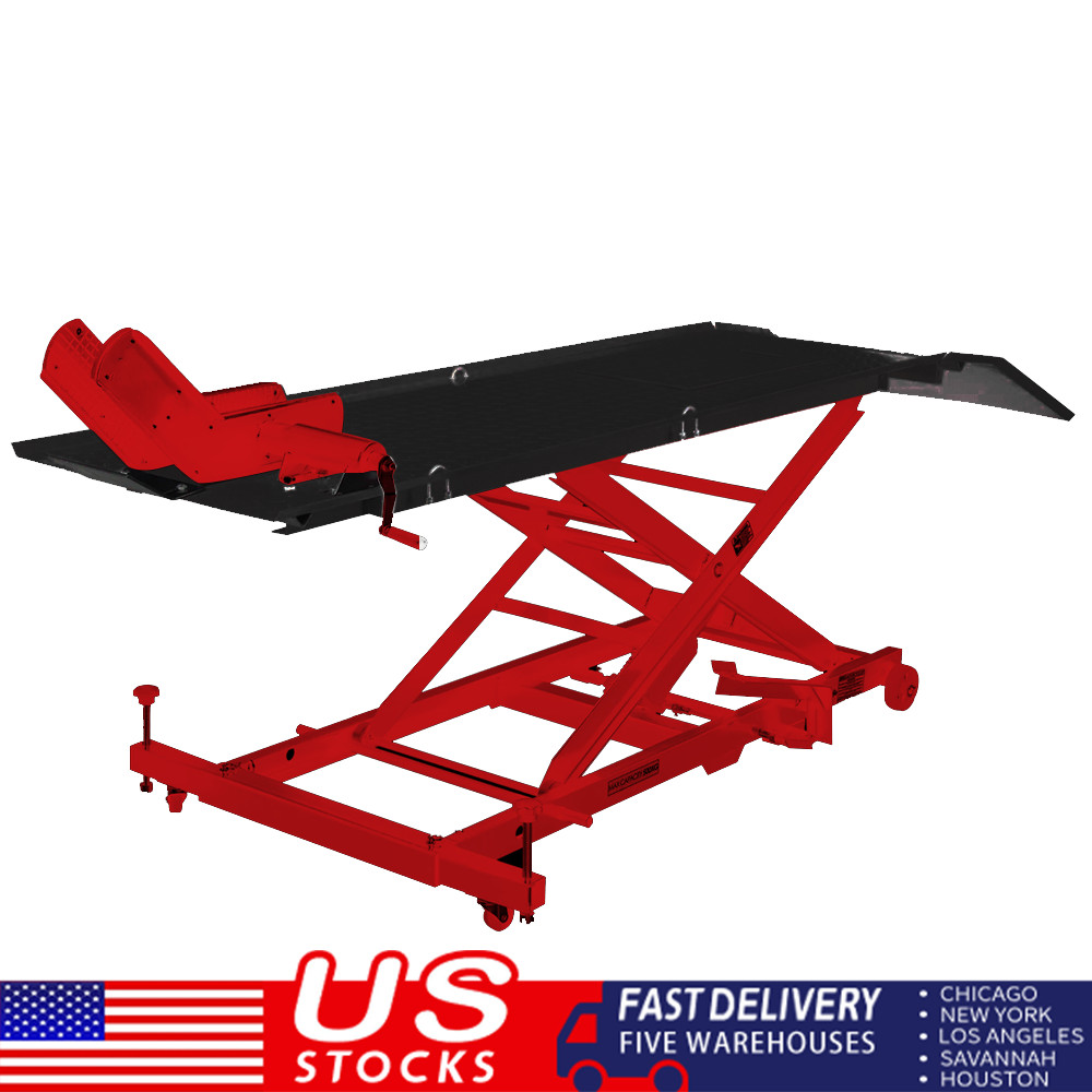 1000LB Air Operated Motorcycle ATV Lift Table Wide Deck Hydraulic Jack