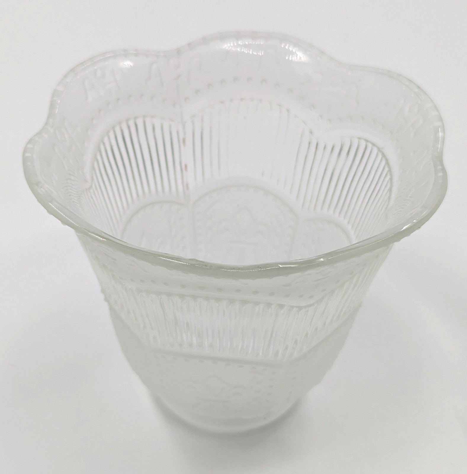 NOS! Bell-Shaped Clear Ribbed Frosted Glass Shade, 2-1/4” Fitter, 5” dia.