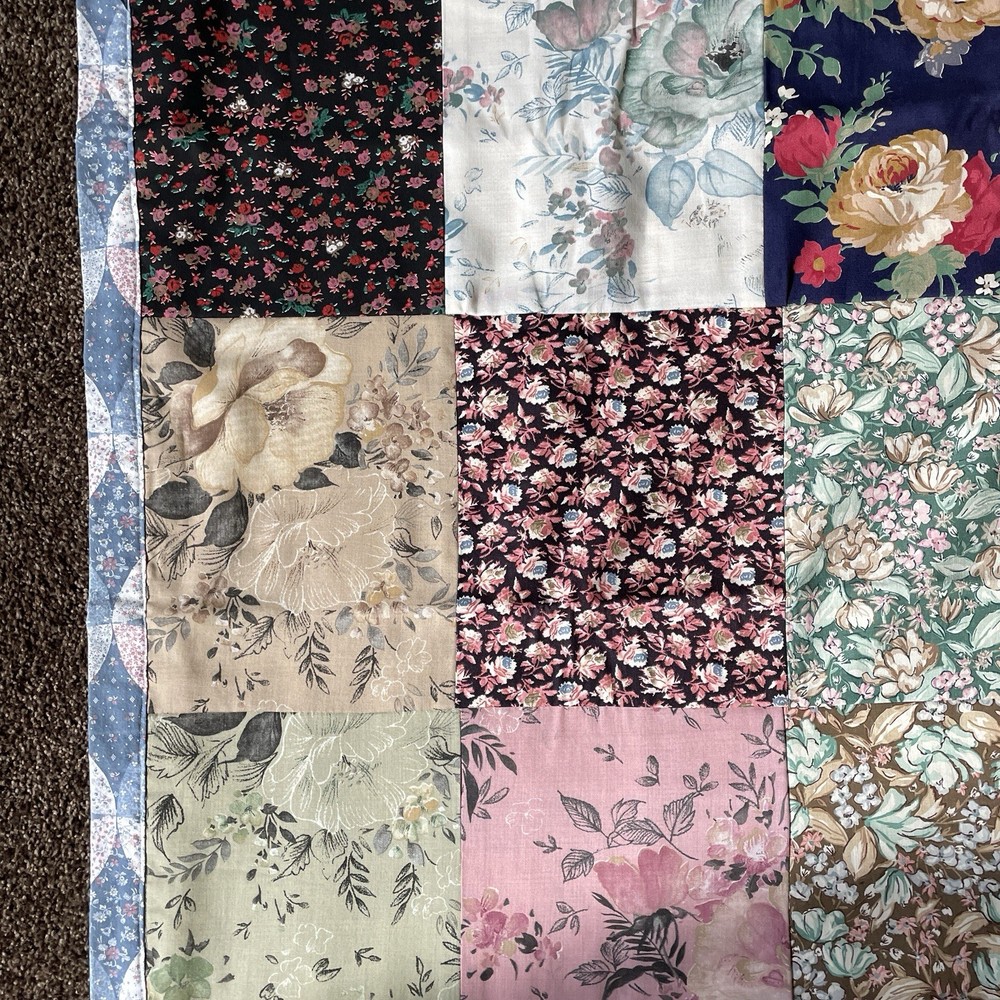 Patchwork Lap Quilt Wall Hanging Handcrafted Machine Stitched 44 x 46 MINT