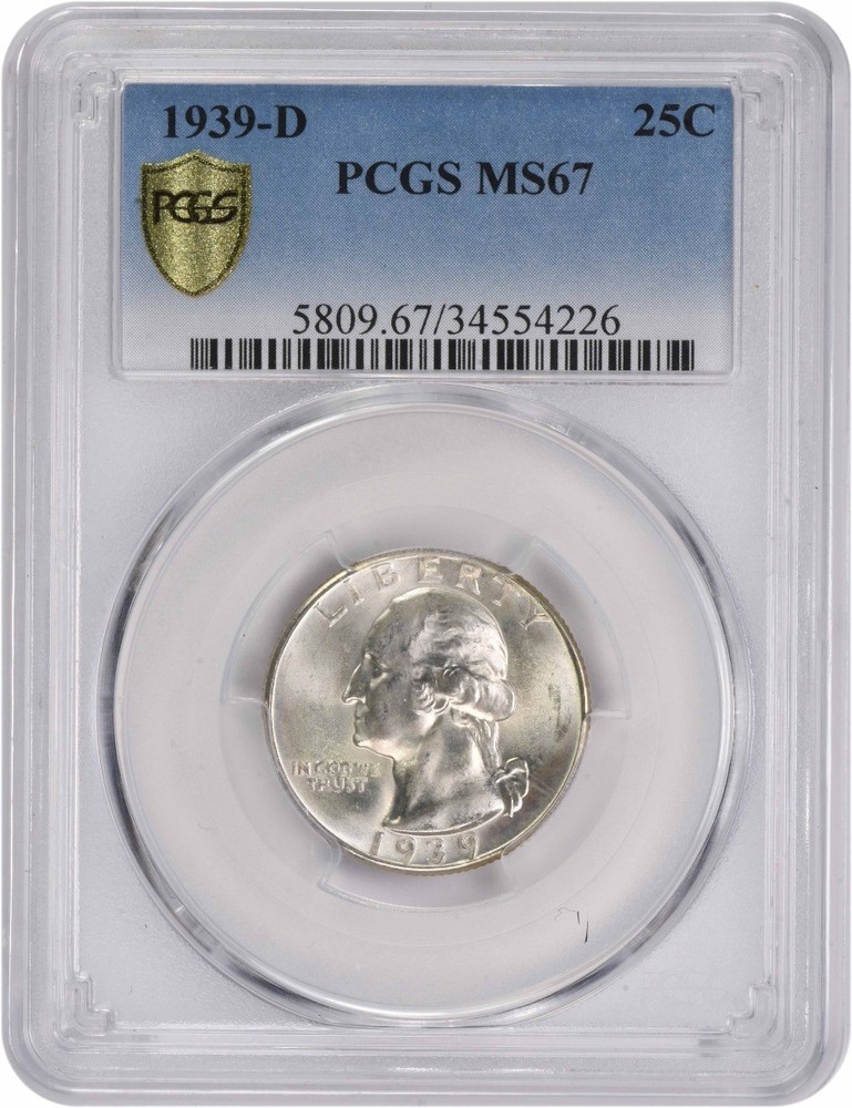 1939-D Washington Silver Quarter MS67 PCGS