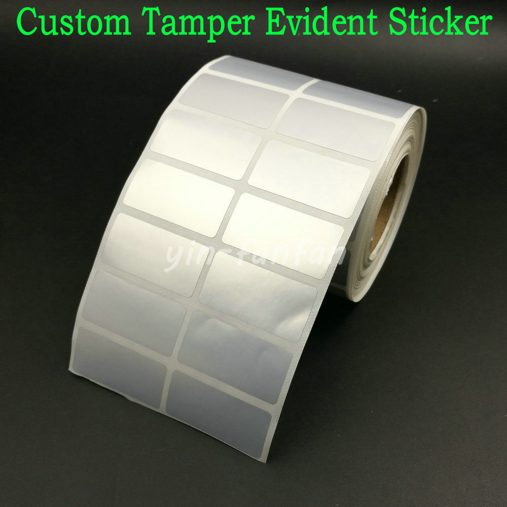TAMPER EVIDENT 500 CUSTOM PRINTED SILVER BRIGHT VOID SECURITY LABELS 500PCS