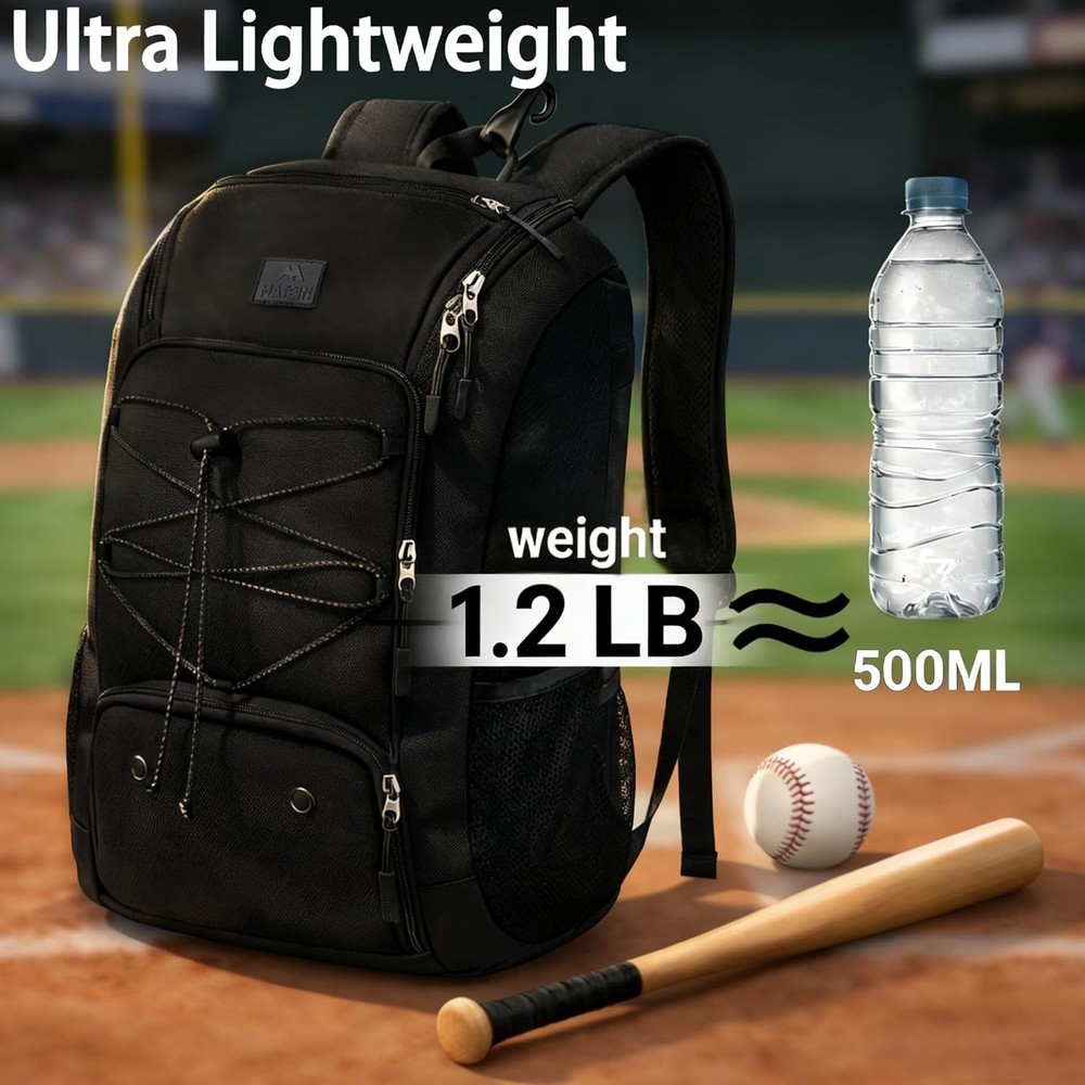 Lightweight Baseball Backpack with Shoe Compartment & Pockets