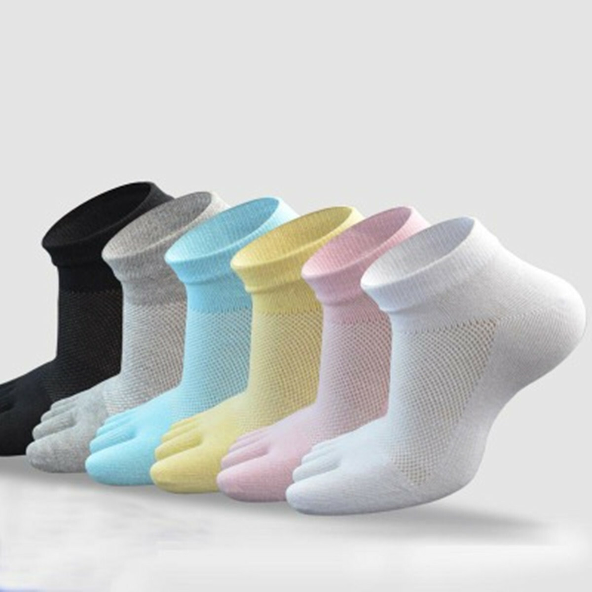5-6 Pack 100% Cotton Women Low Cut Ankle Five Finger Toe Socks Sport Breathe 5-9