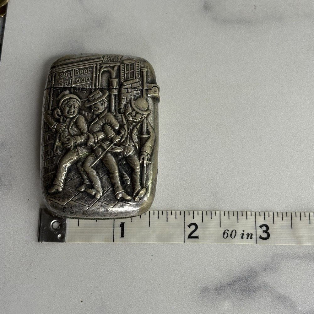 Vintage Gorham Silverplate Three Drunk Man Match Safe