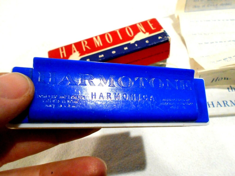 Harmotone Blue Plastic Harmonica Original BOx w/Instructions