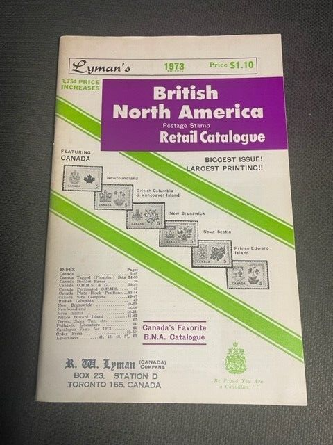 Lyman's British North American Postage Stamp Retail Catalog 1973 Edition