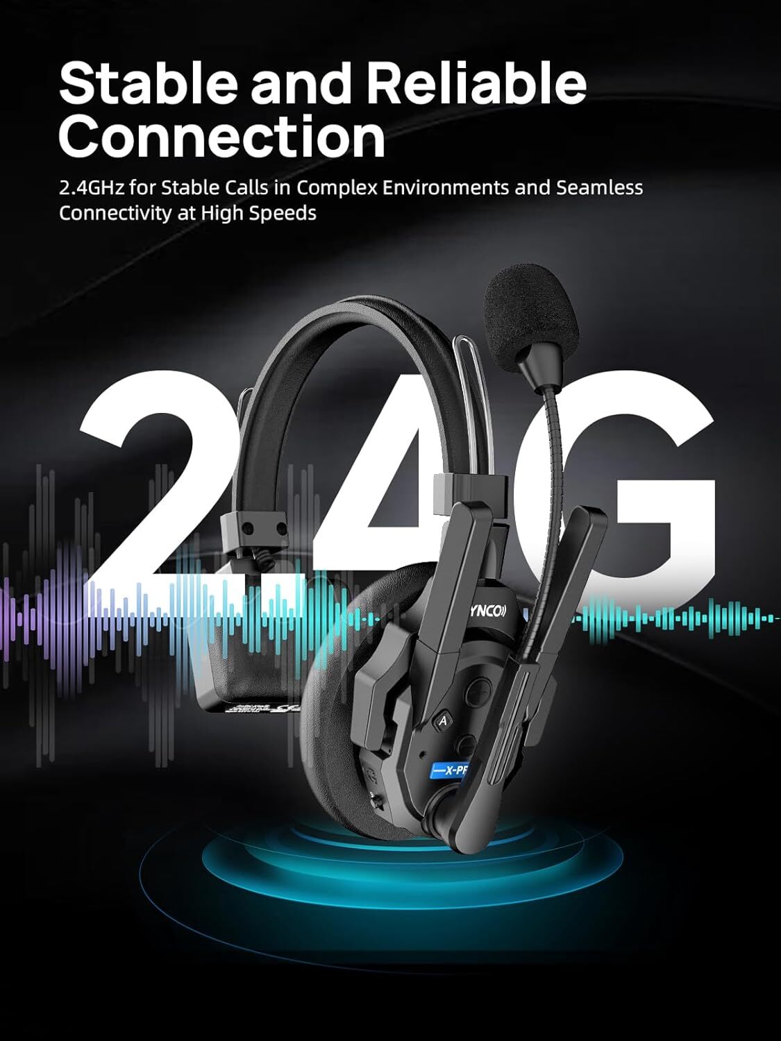 SYNCO XTALK XPRO2 Wireless Intercom Headset 2.4GHz Communication System Headsets