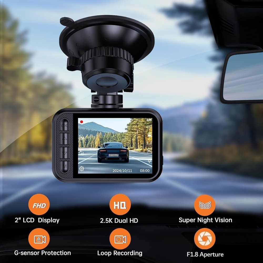 Enhanced Night Vision Dash Cam, 2560P Resolution