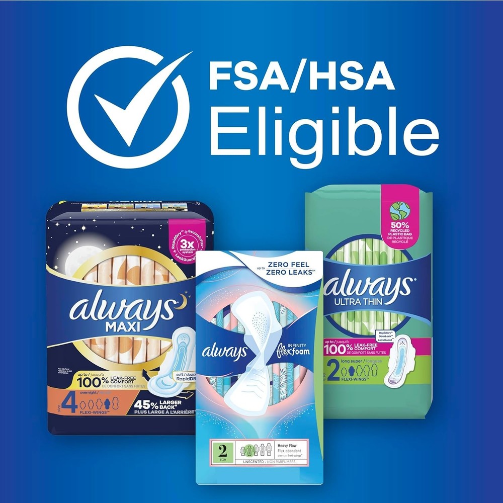 Always Maxi Pads Without Wings, Size 1 Regular Unscented, 48 Count