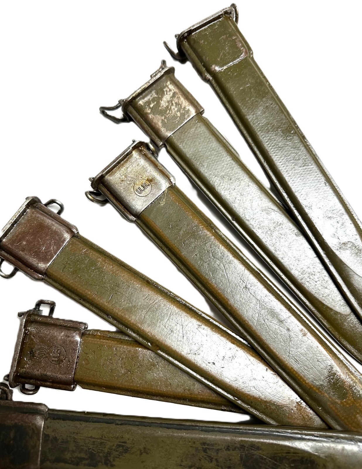 USGI WWII SCABBARD FOR 10" BLADE GARAND BAYONET MARKED "US".