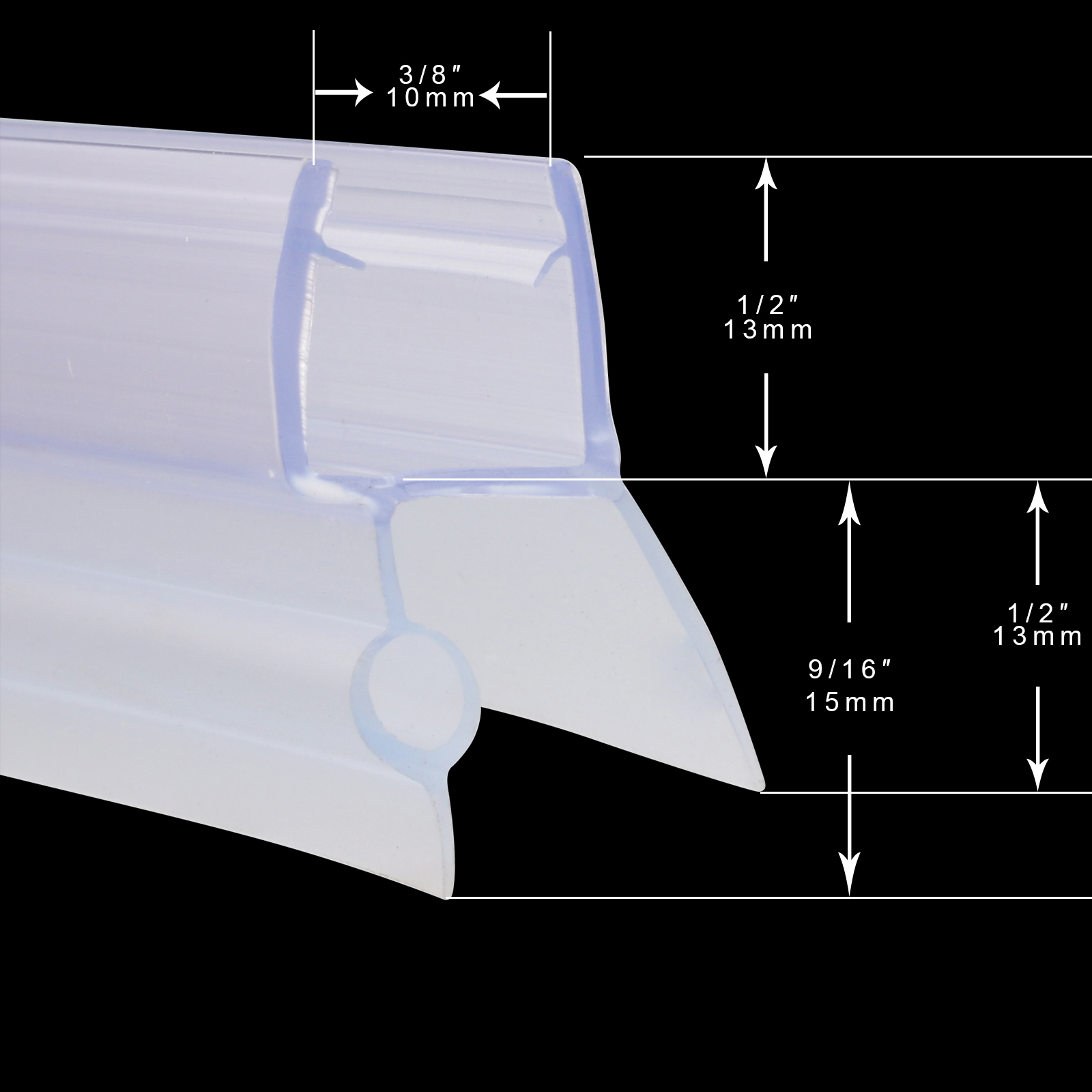 2 Pack 36" Glass Door Seal Strip Weatherproof Shower Door Sweep For 3/8" Glass