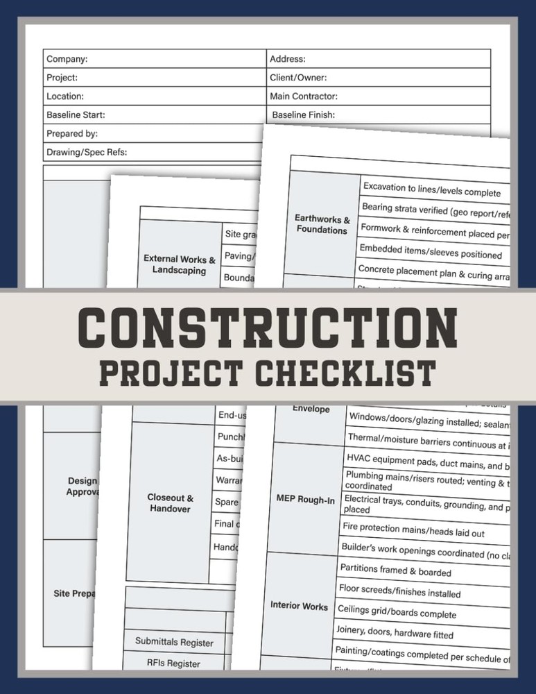 Construction Project Checklist: A Tool for Site Engineers, Contractors, and Proj