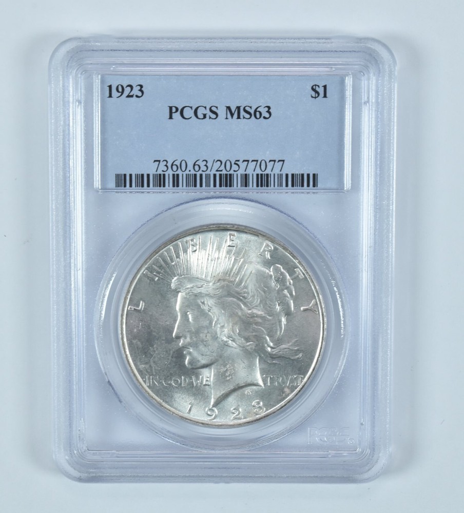 1923 Peace Silver Dollar MS63 PCGS Blue Label