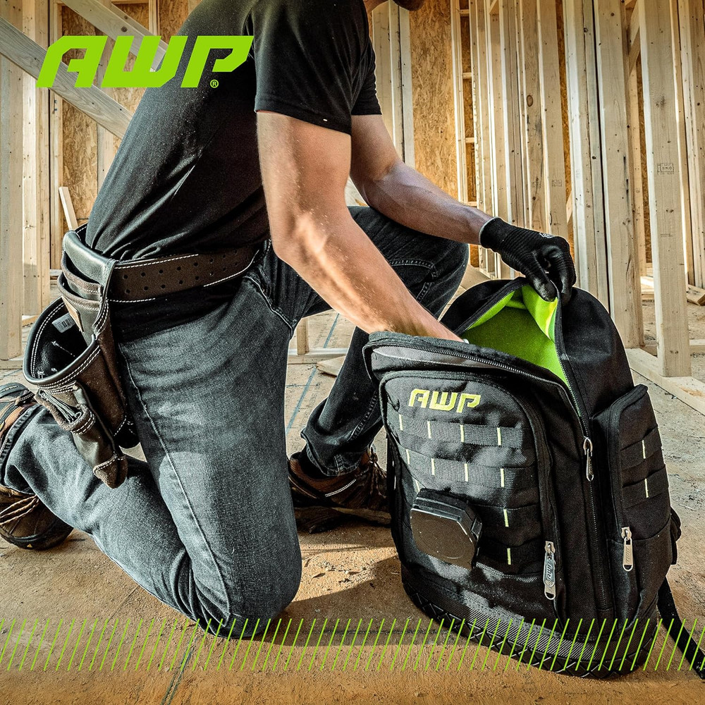 Extreme Tool Backpack, Rugged Polyester Jobsite Backpack with Waterproof Molded