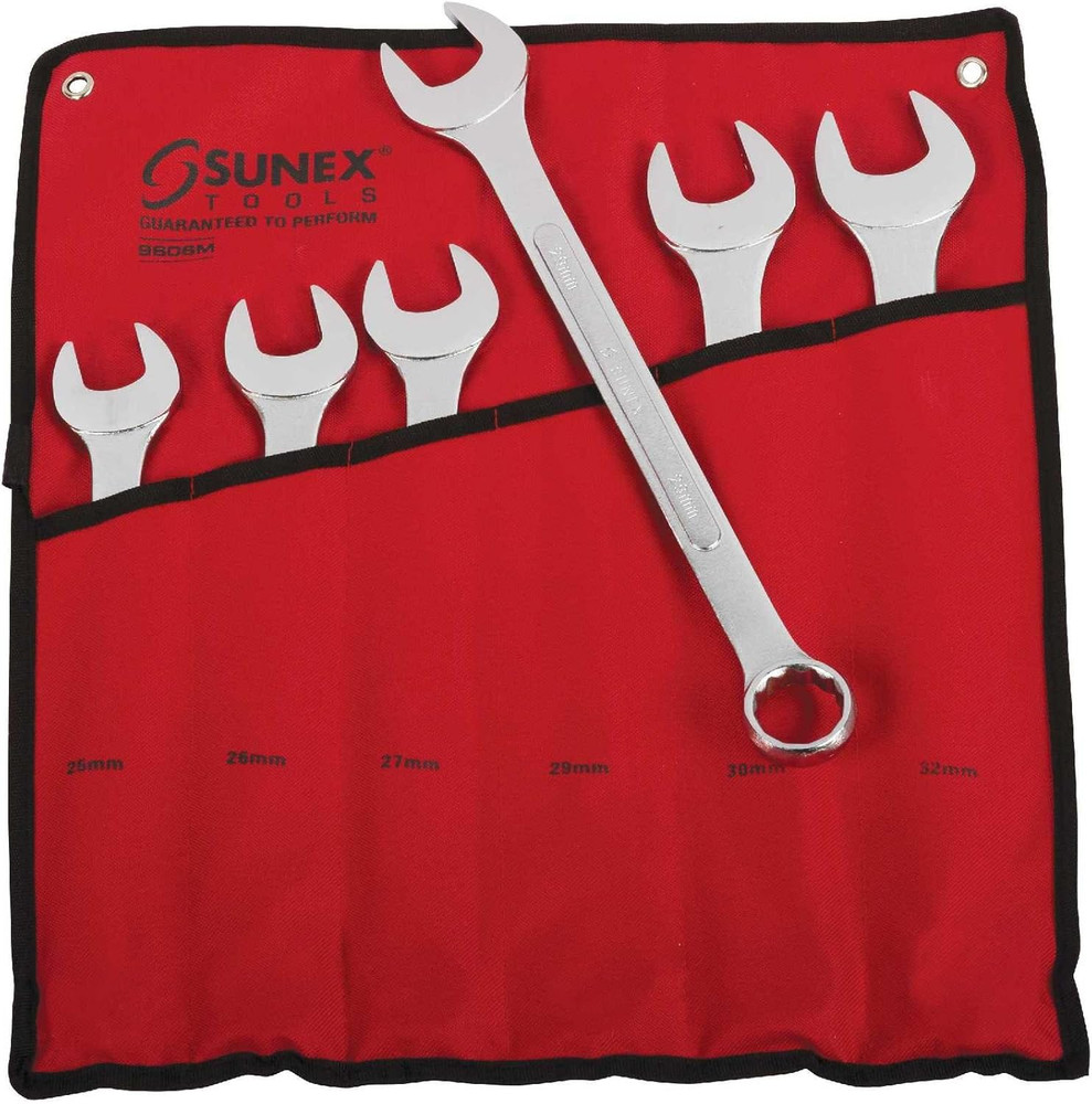 SUNEX TOOLS 9606MA 6 Piece Raised Panel Combination Wrench Set (Raised Panel) CR