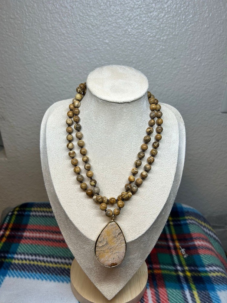Vintage Native Beaded  Jasper Necklace