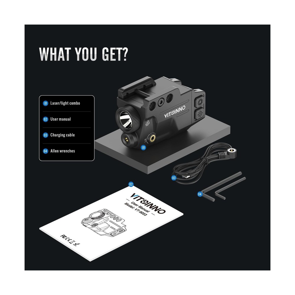 700 Lumens Red Laser Light Combo, Slidable Tactical Flashlight Comp... Fast Ship