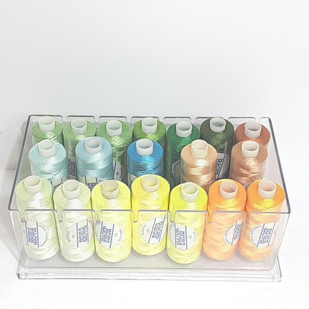 19 Beta Machine Embroidery Polyester Thread Multi Color w/ Case Thread Holder
