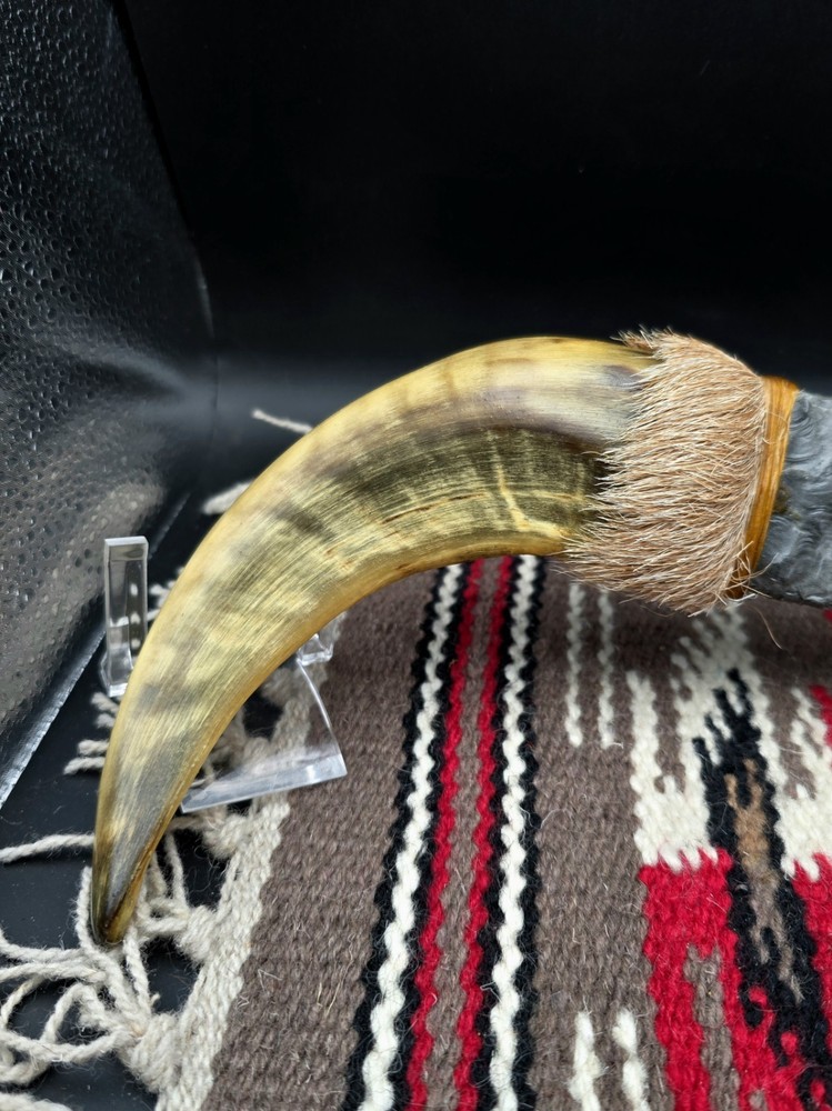 Large Goat Horn Knapped Obsidian Knive Primitive