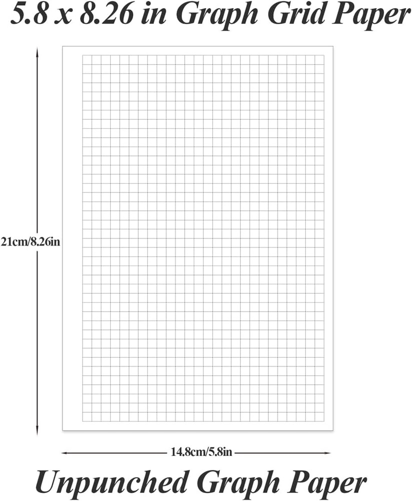 A5 Unpunched Grid Refill Paper - Graph Paper for Ring Binder/Discbound Notebook