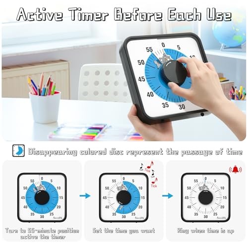 SECURA 60-MINUTE VISUAL COUNTDOWN TIMER 7.5 OVERSIZE CLASSROOM T764 - BLUE