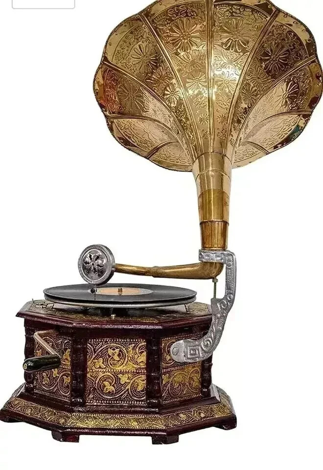 Antique HMV Gramophone Fully Functional Working Phonograph, win-up record player