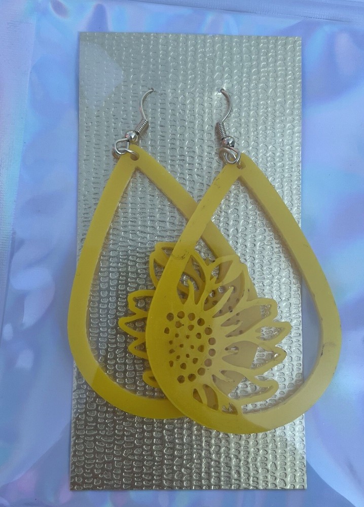 Sunflower cutout Earrings - 2.5”