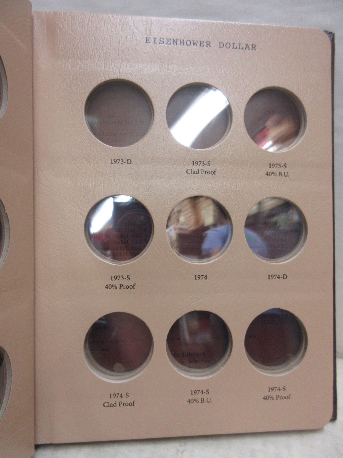 Dansco Coin Album #8176 Eisenhower Ike Dollars 1971-1978 with Proofs (P D & S)