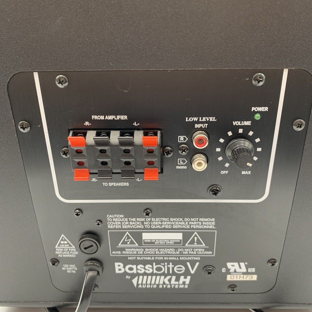 KLH Audio Systems BassBite V Powered Floor Subwoofer Black - Fully Tested