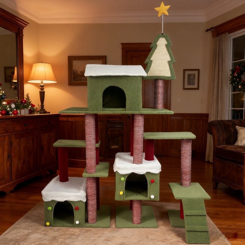 Tall Cat Tree Perch for Large Cats, Cat Tower Indoor Multi-Level Activity Tower