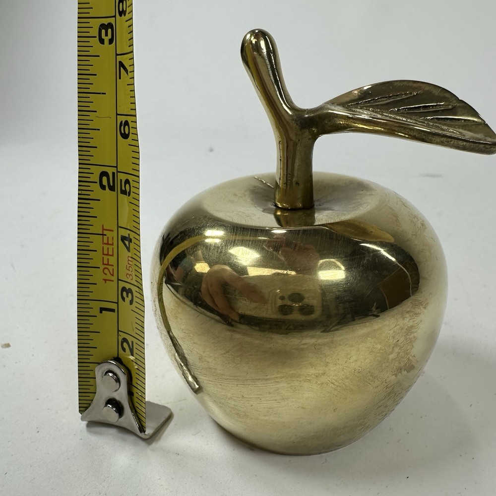 Vintage Solid Brass Apple Bell Figurine 3" T
