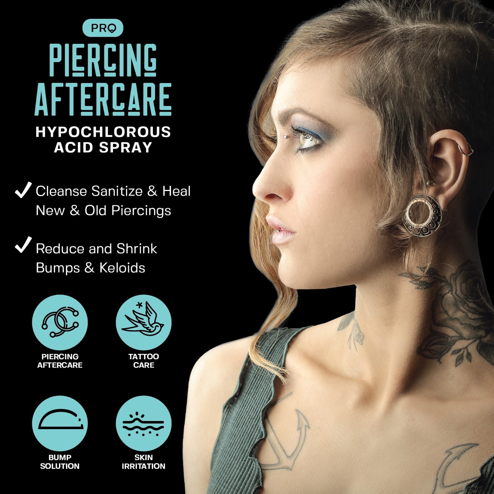 Base Labs Piercing Aftercare Hypochlorous Acid Spray - For All Body Piercings