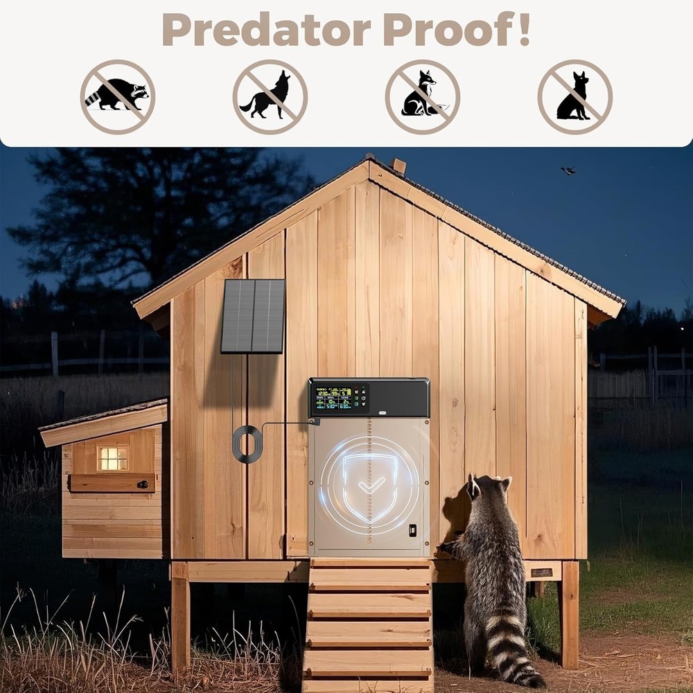 Solar Automatic Chicken Coop Door Opener with Timer Light Sensor Remote Control