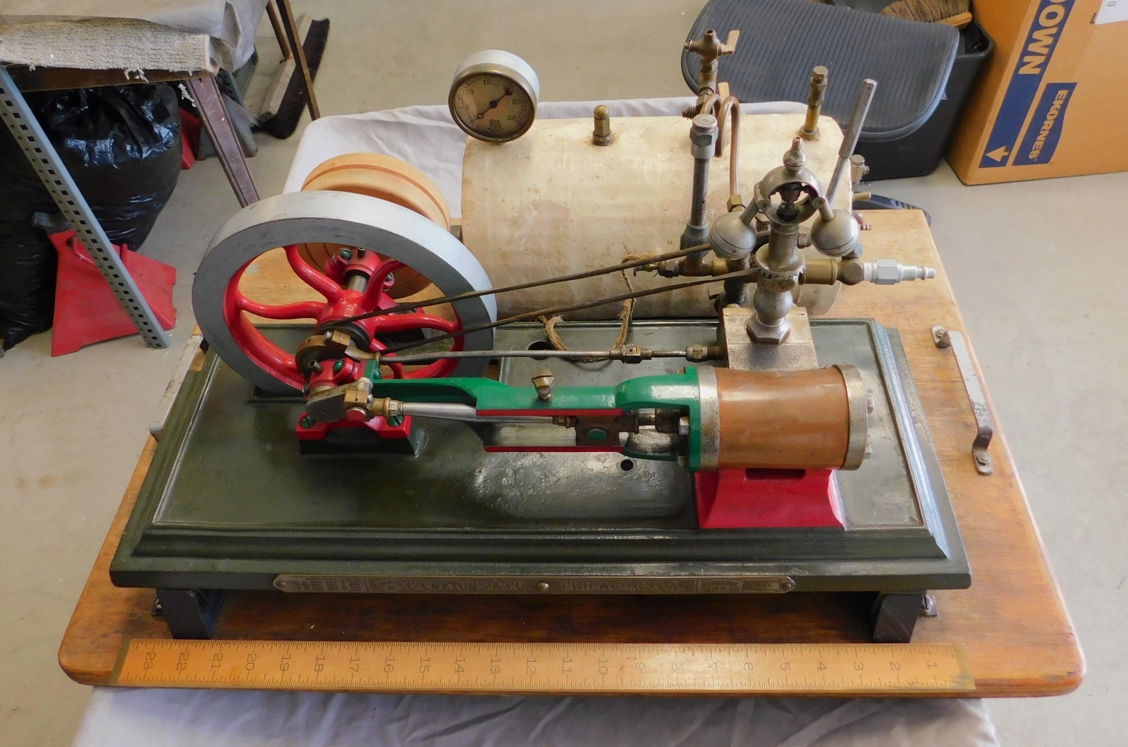 Cretors Steam Engine for Popcorn Machine c. 1900 Antique w/ Electric Water Tank