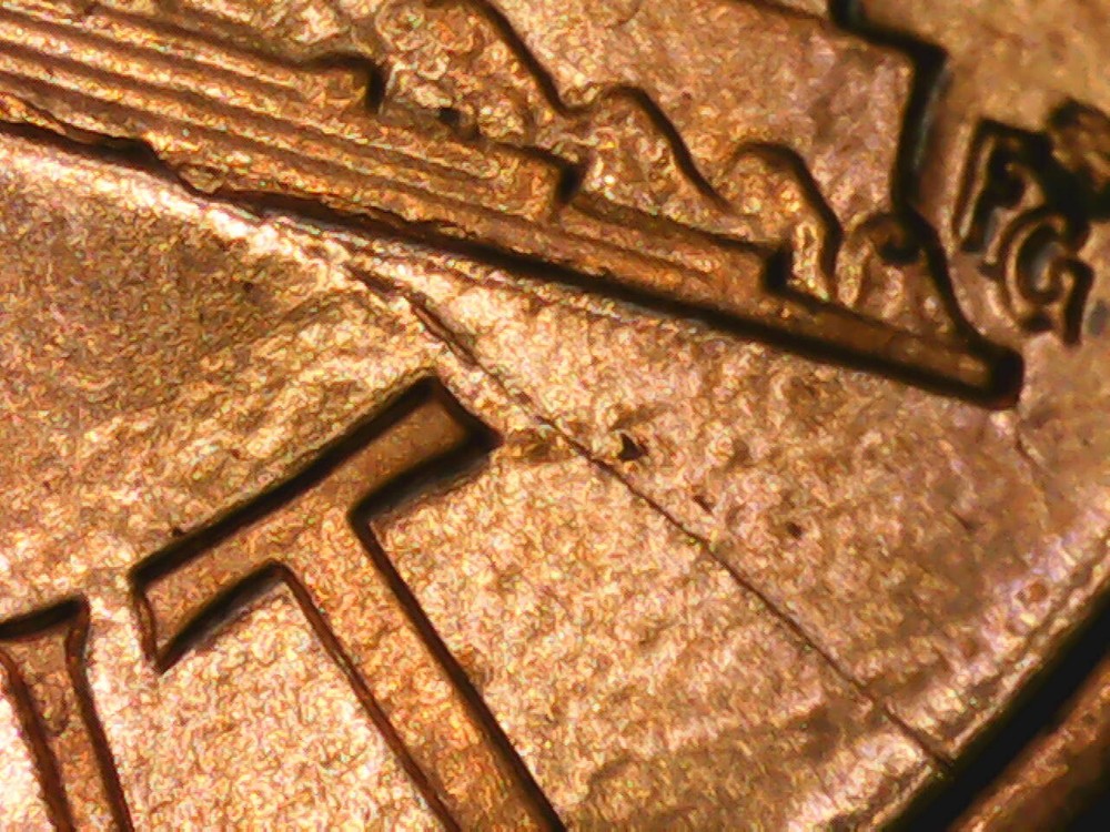 1990 Penny Die Crack Reverse