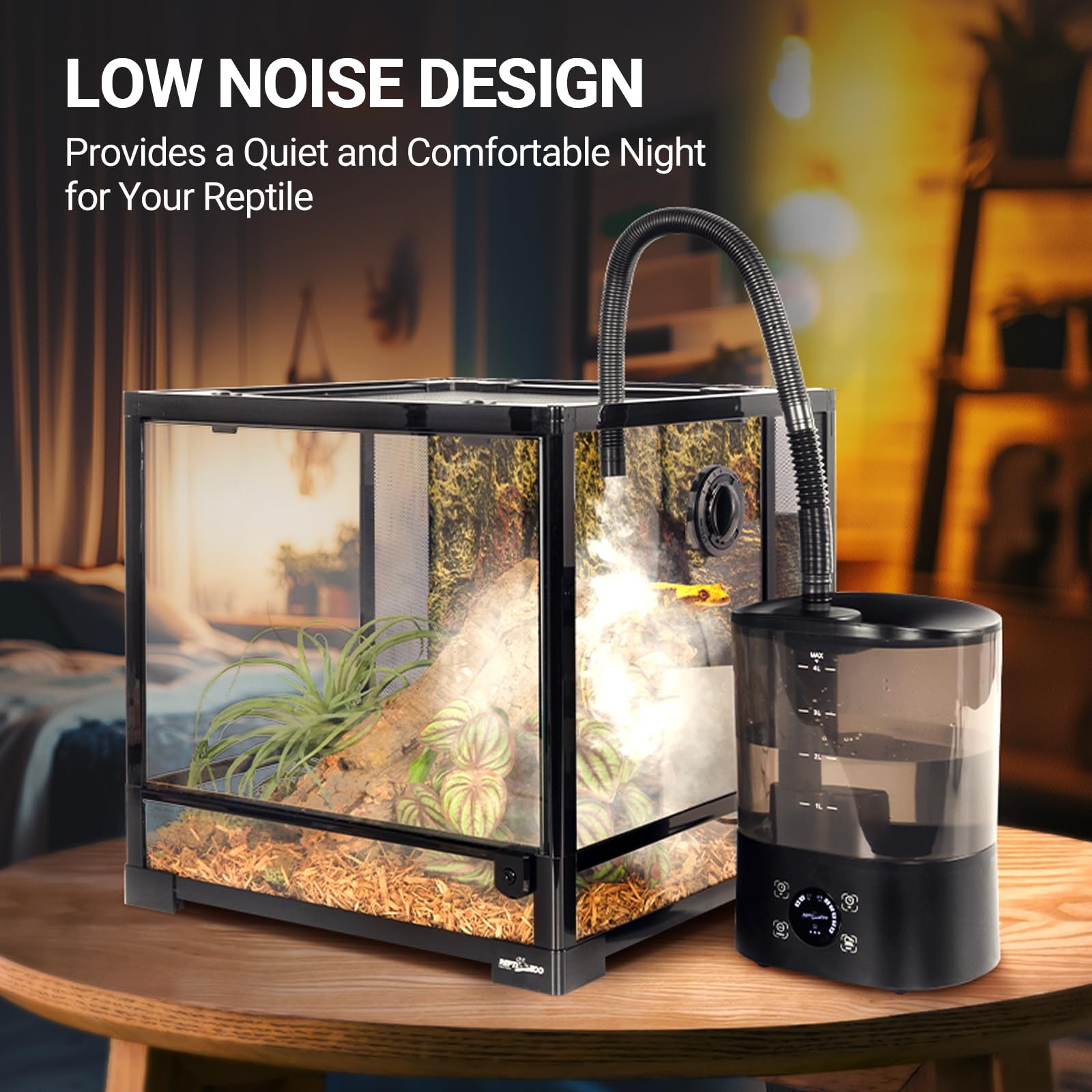 REPTI ZOO 4L Reptile Fogger Mister Humidifier w/ Integrated Tank, Digital Timer