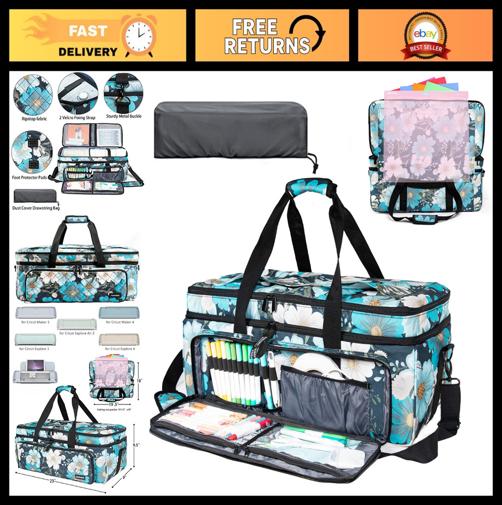 Cricut Maker & Explore Carrying Case - Double-Layer Storage Organizer with Dust